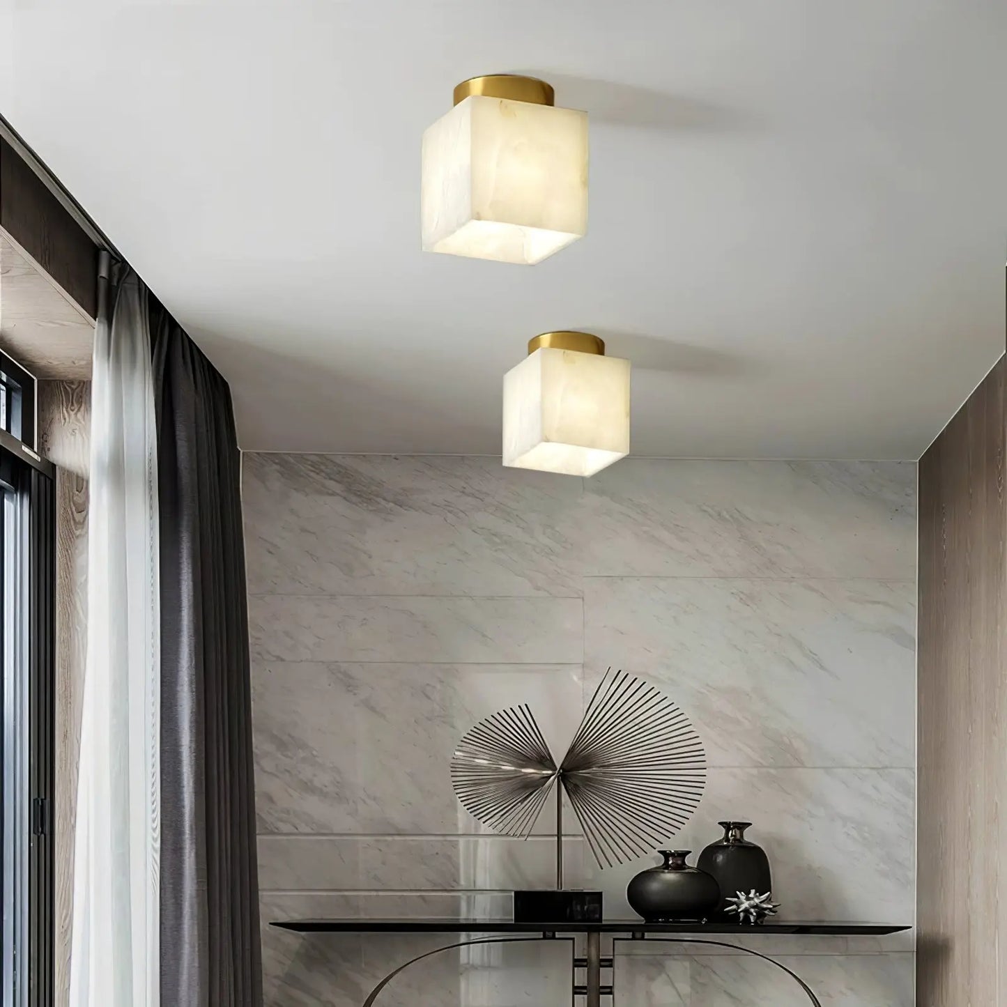 AuraGlow - Stilig Moon Alabaster Taklampe for Magisk Belysning Motelys