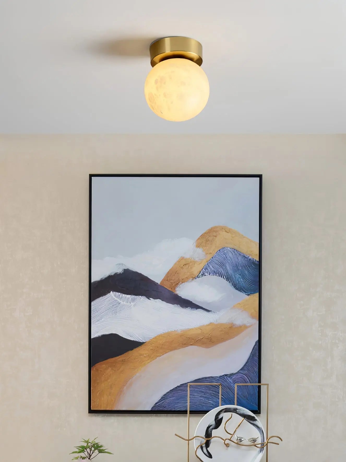 AuraGlow - Stilig Moon Alabaster Taklampe for Magisk Belysning Motelys