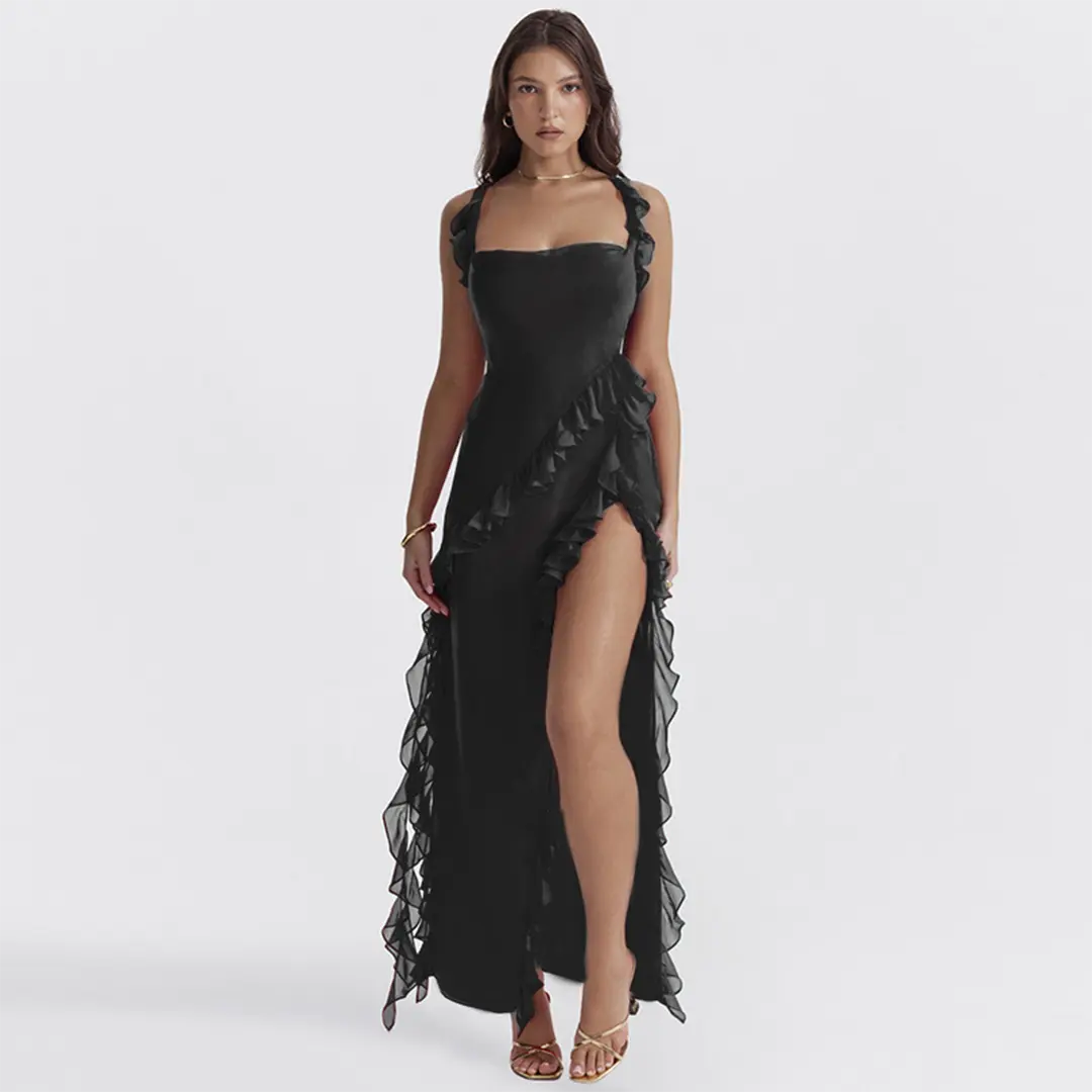 StyleGoddess - Maxikjole med Slisse for En Dramatisk Look Motelys