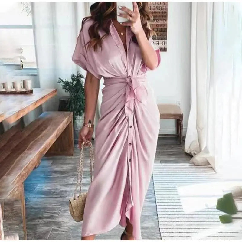 GlamourMax - Flott Maxi Slå-Om-Kjole for Alle Anledninger Motelys