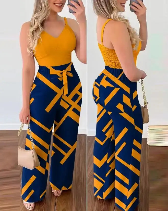 Todelt jumpsuit-sett med rynker Motelys