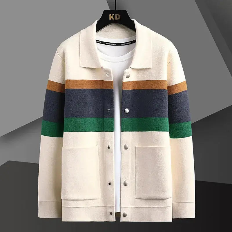 ChicNest - Stripete Cardigan for Menn med Trendy Touch Motelys