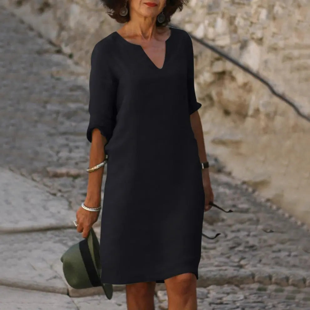 LuxeBreeze - Elegant Sommer Midi Kjole Motelys