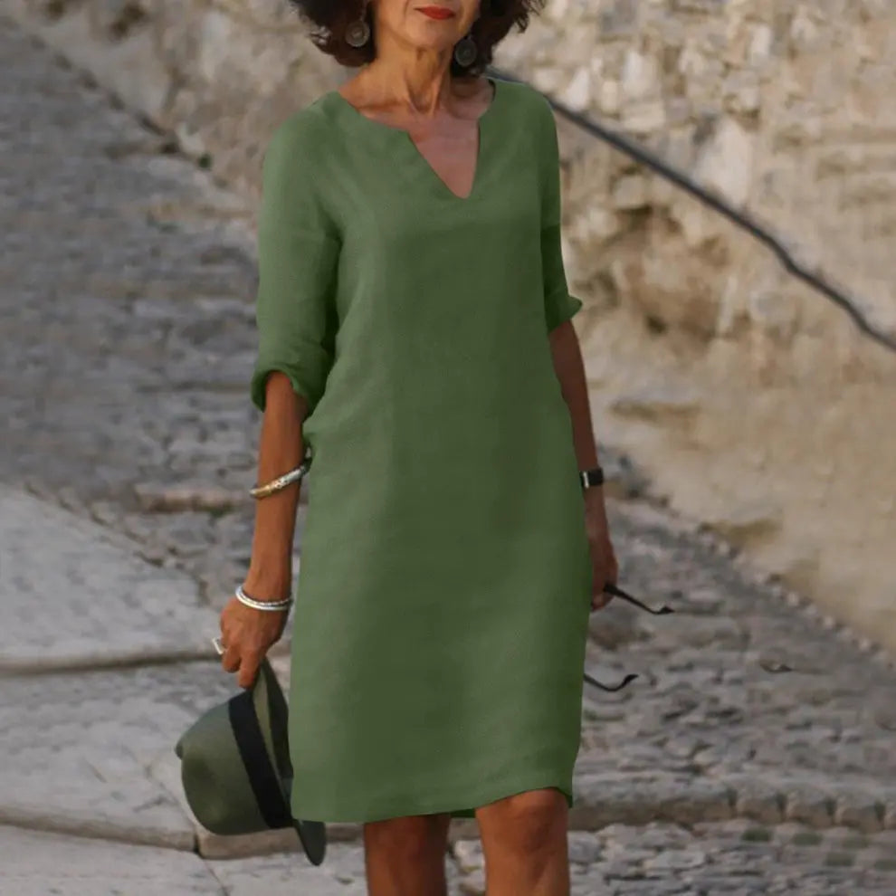 LuxeBreeze - Elegant Sommer Midi Kjole Motelys
