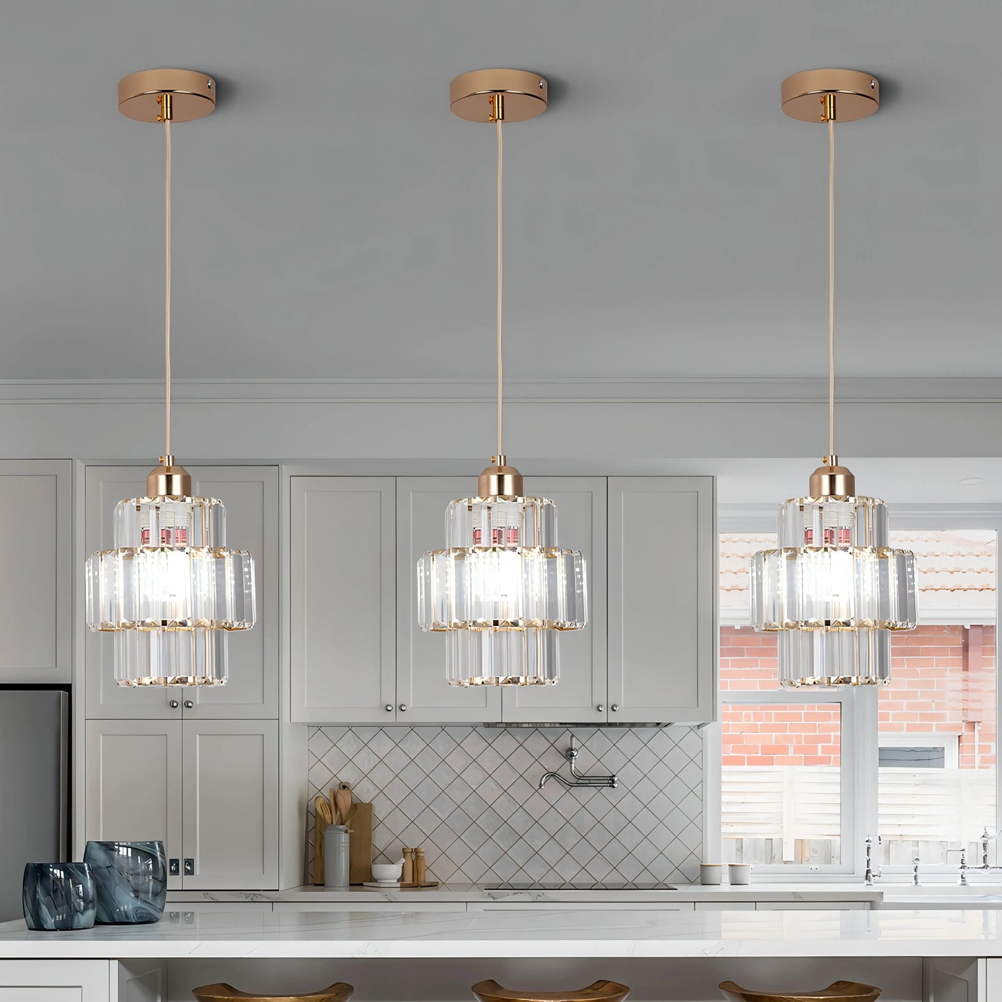 CrystalGlow - Elegant Pendellampe i Krystallglass Motelys