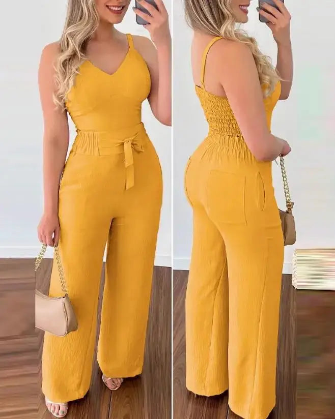 Todelt jumpsuit-sett med rynker Motelys