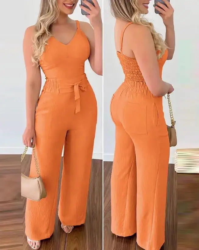 Todelt jumpsuit-sett med rynker Motelys