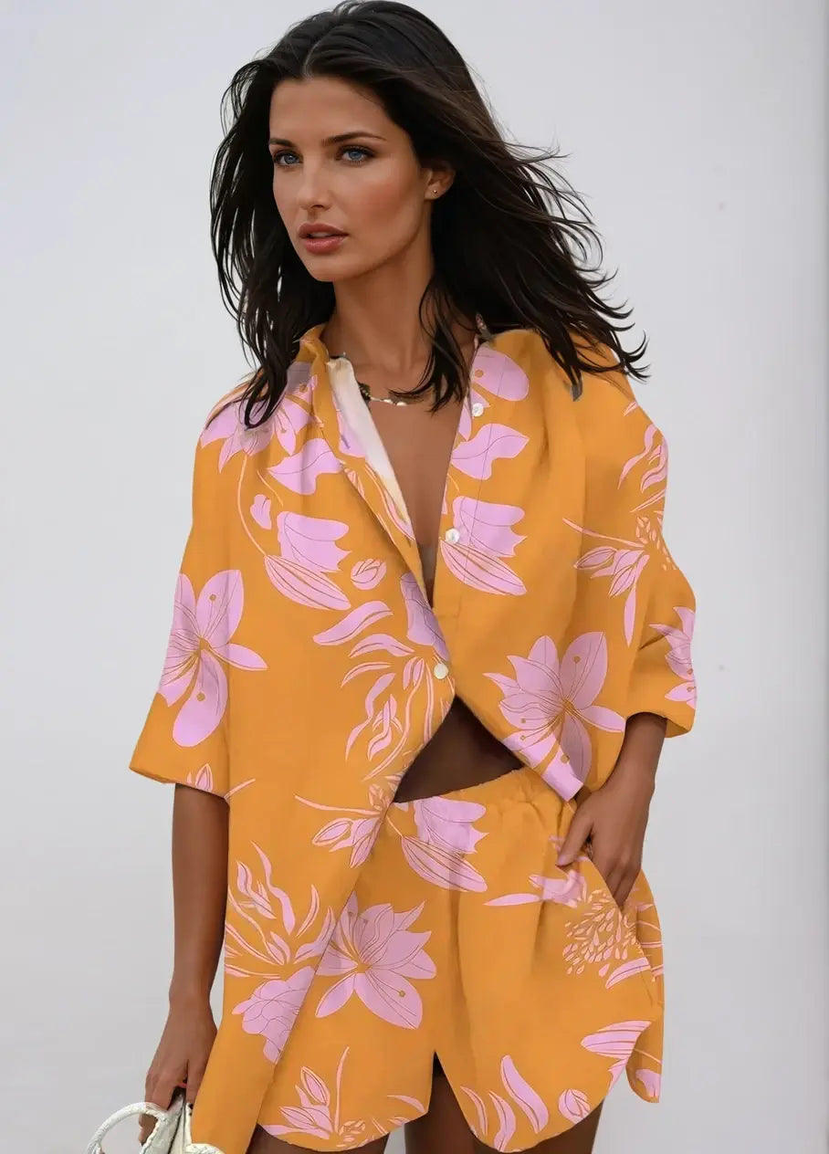 ChicWave - Sett med bluse og shorts for En Uanstrengt Stil Motelys