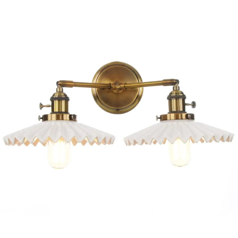 LuxeGlow - Keramisk Dobbelthodelampe med Klassisk Stil Motelys