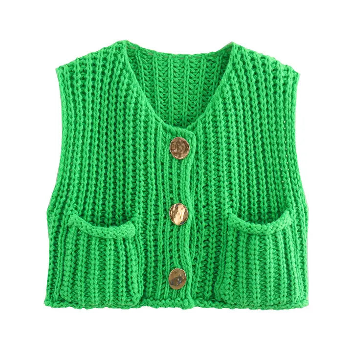 CozyStyle - Trendy Kort Strikket Cardigan for Hverdagsbruk Motelys