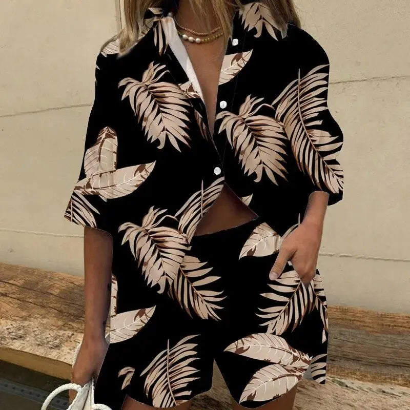 ChicWave - Sett med bluse og shorts for En Uanstrengt Stil Motelys