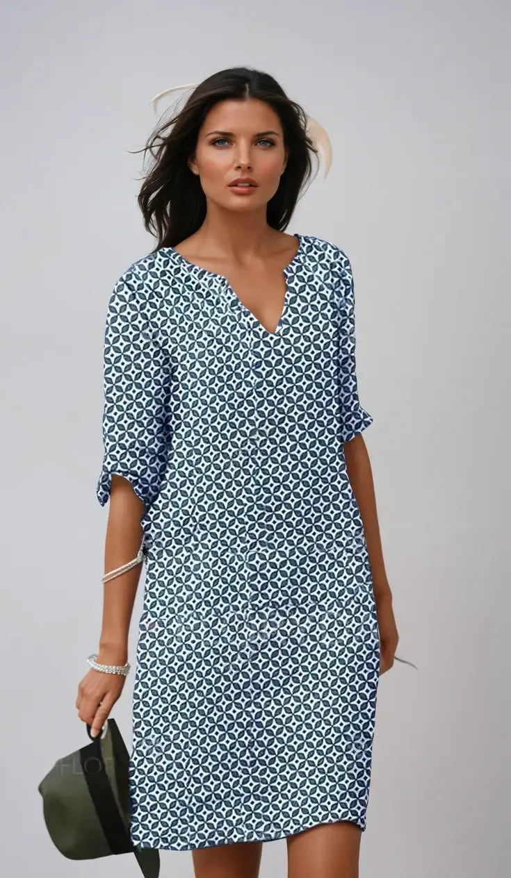 BreezyCharm - Lett Geometrisk Midikjole Motelys