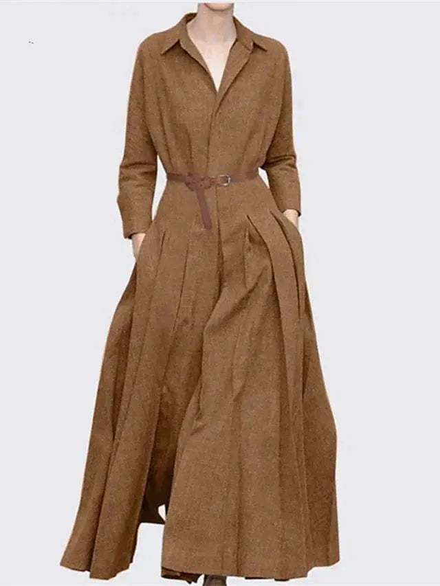 GlamourWear - Elegant Maxikjole med Plisseringer for Vår og Sommer Motelys