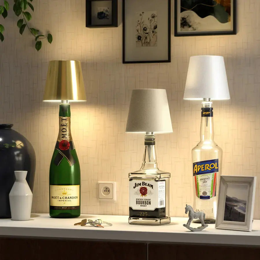 Trådløs designerflaskelampe Motelys