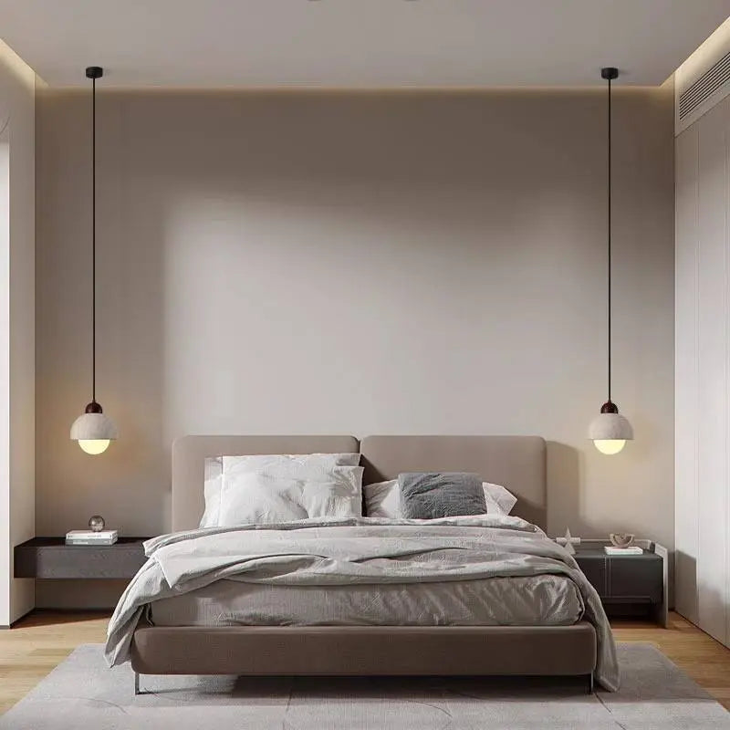 LuxeGlow - Stilren Pendellampe i Naturmarmor for Moderne Interiør Motelys