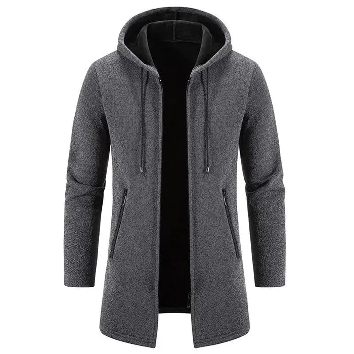 Herre Luxe Fleece Chenille Hettecardigan – Stilig Komfort for Alle Anledninger Motelys