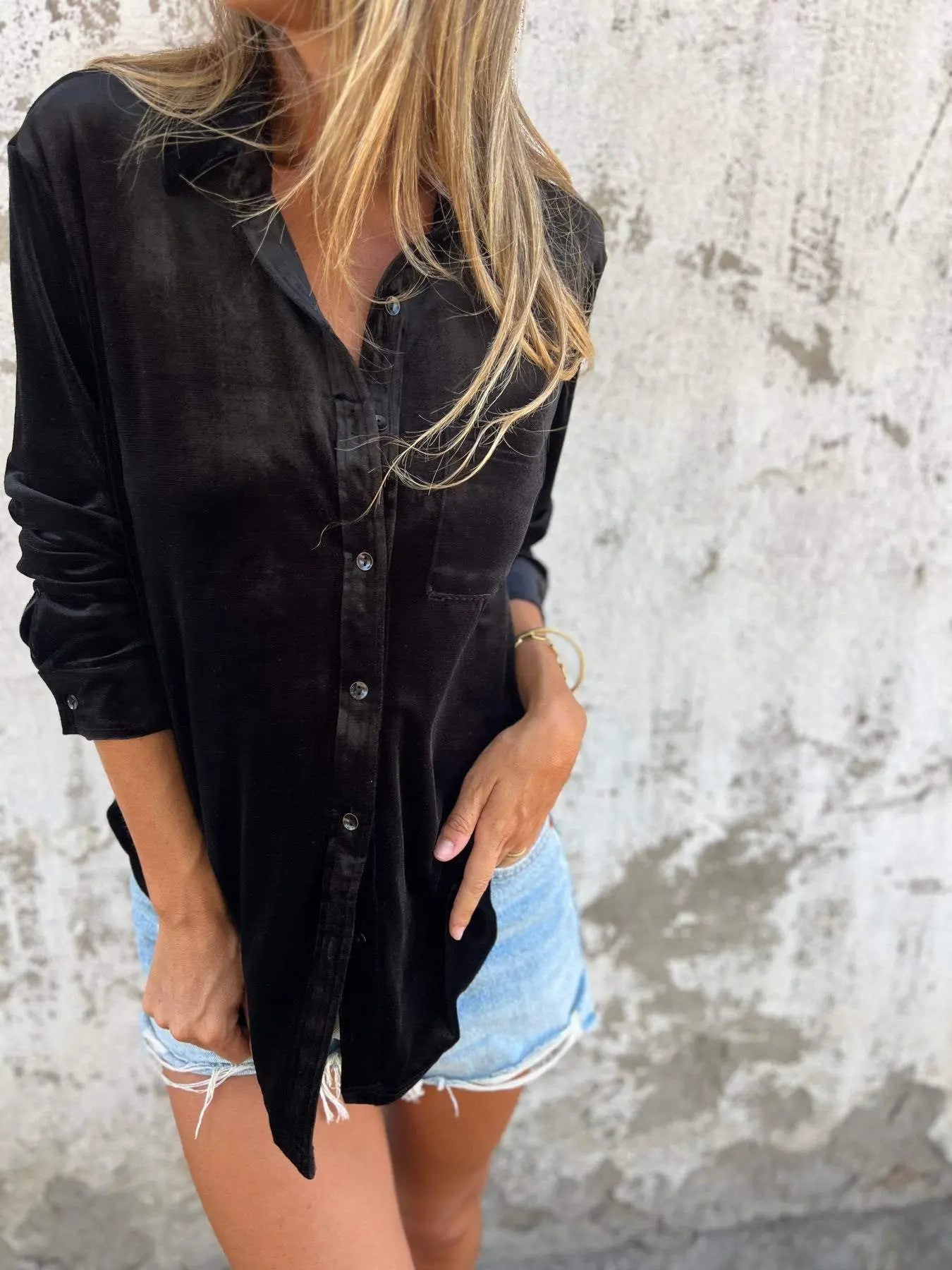 Langermet fløyelsskjorte Motelys