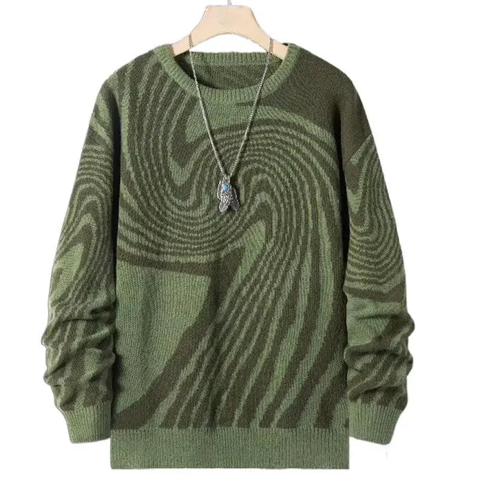 VortexStyle - Herre Jacquard Strikkegenser med Abstrakt Mønster Motelys