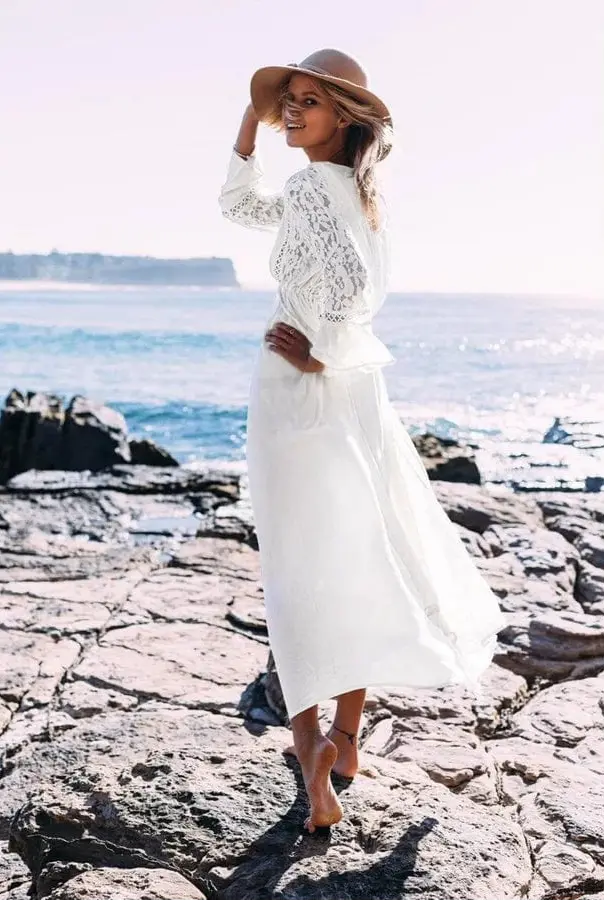 CelesteAura - Elegant Hvit Blonde Maxi Kjole Motelys