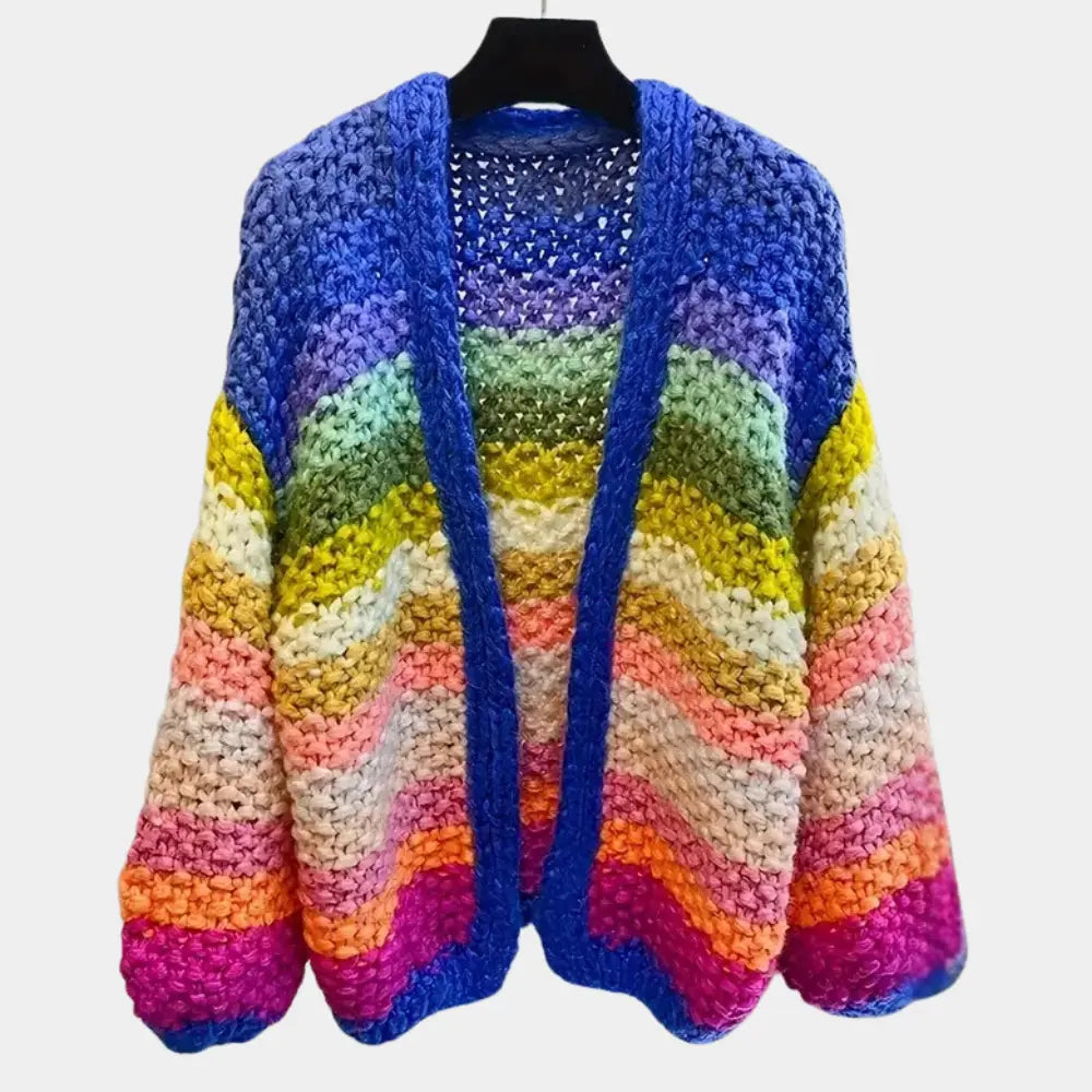 ColorVibe - Fargerik Stripete Kardigan for Damer Motelys
