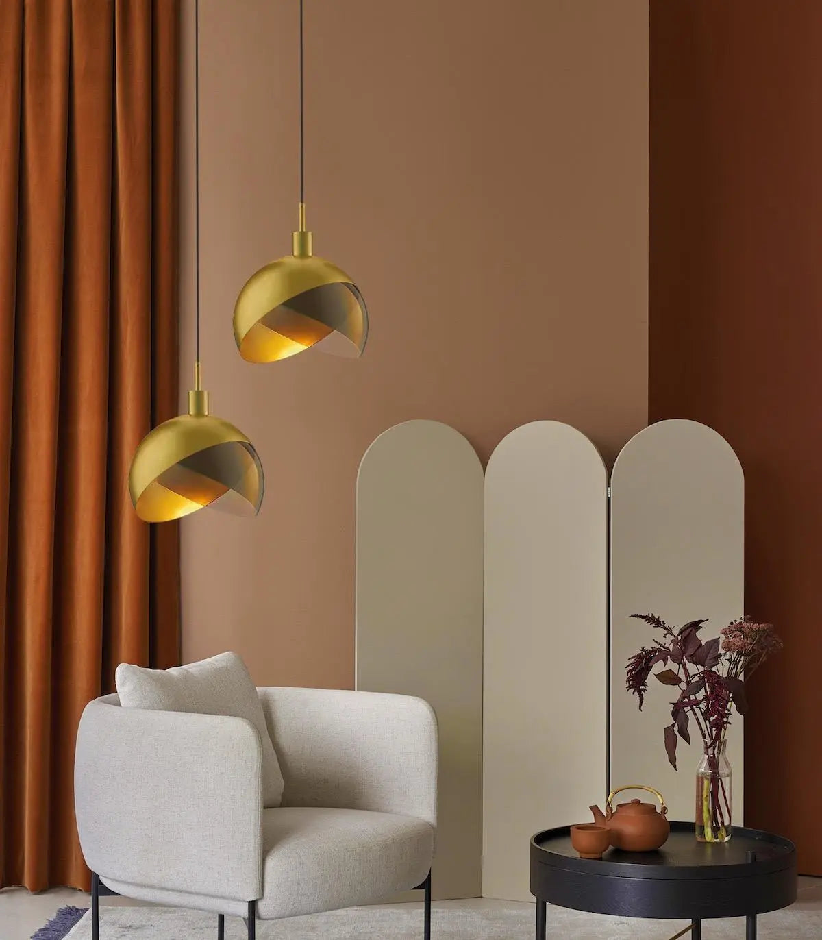 LuxeGlow - Fantastisk Pendellampe i Gullglass for Elegant Belysning Motelys