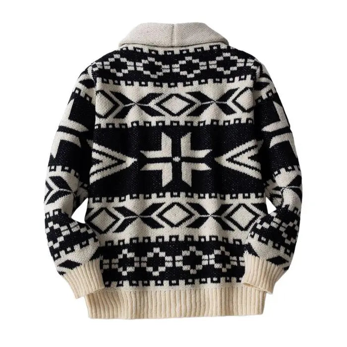 AlpineHeritage - Herre Tykk Strikket Nordisk Cardigan Motelys