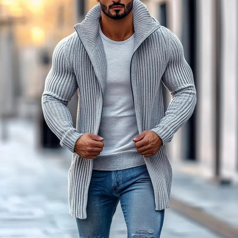 UrbanWave - Stripete Cardigan for Menn med Trendy Utseende Motelys