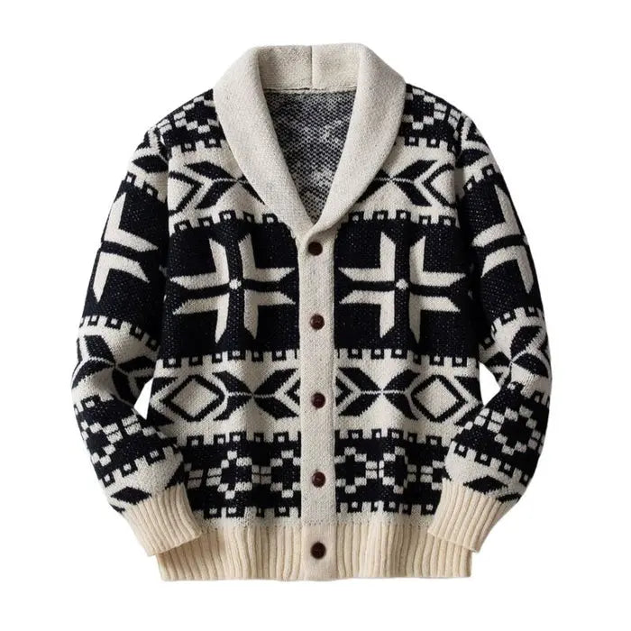 AlpineHeritage - Herre Tykk Strikket Nordisk Cardigan Motelys