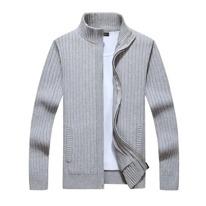 Herre Casual Cardigan med Ståkrage og Glidelås – Stil og Komfort i Ett Motelys