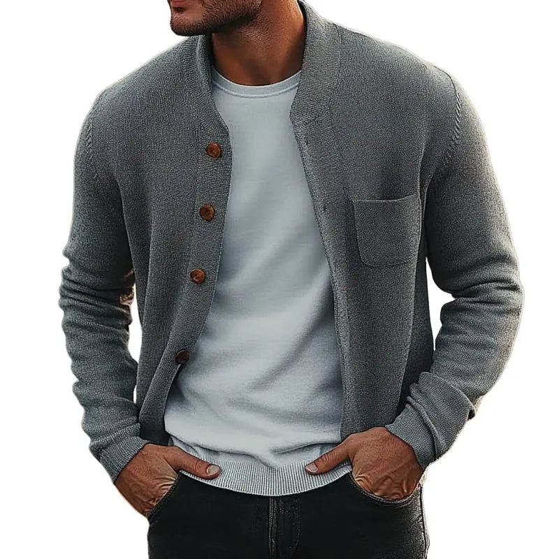 TrendyKnits - Cardigan med Rund Hals for Menn i Stilren Design Motelys