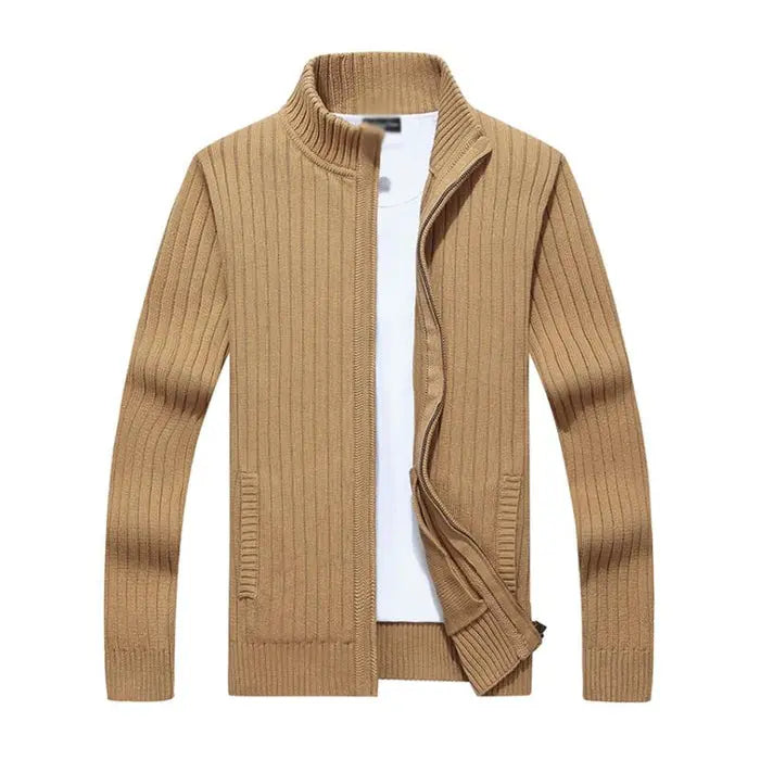 Herre Casual Cardigan med Ståkrage og Glidelås – Stil og Komfort i Ett Motelys