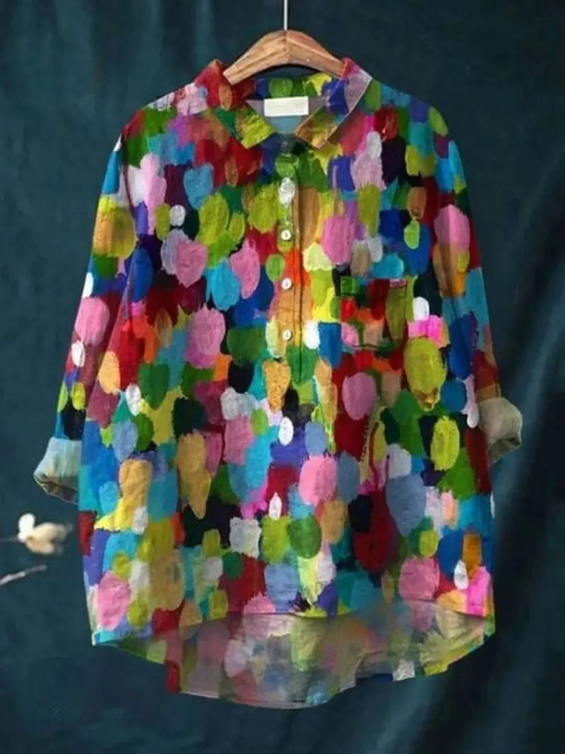 FloralVibe - Bluse med Blomstermønster for En Fargerik Garderobe Motelys