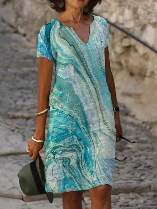 ChicSun - Sommerkjole med V-hals for Elegante Sommerdager Motelys