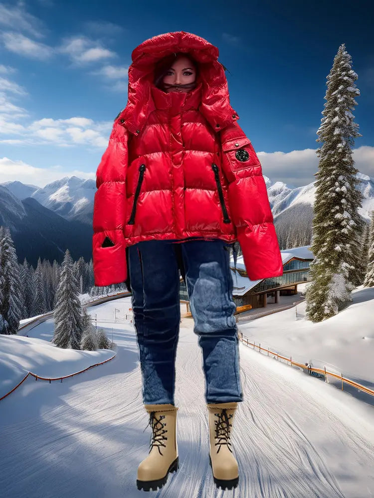CozyChic - Trendy Kort Damejakke med Hette for Kalde Dager Motelys