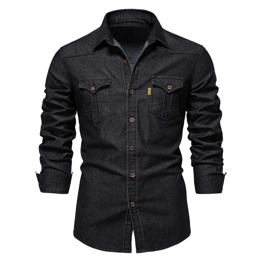 DenimWave - Skjorte i Denim for Menn i Topp Kvalitet Motelys