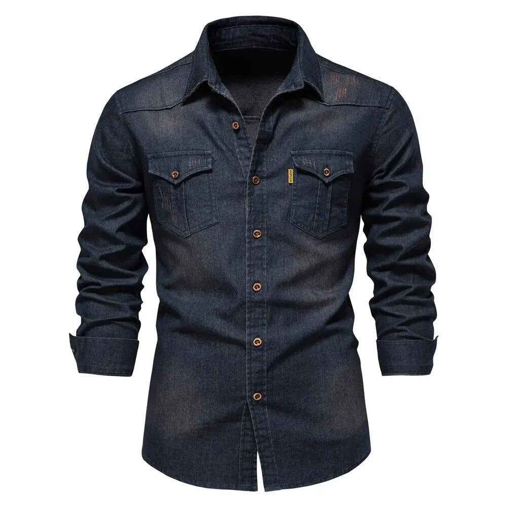DenimWave - Skjorte i Denim for Menn i Topp Kvalitet Motelys