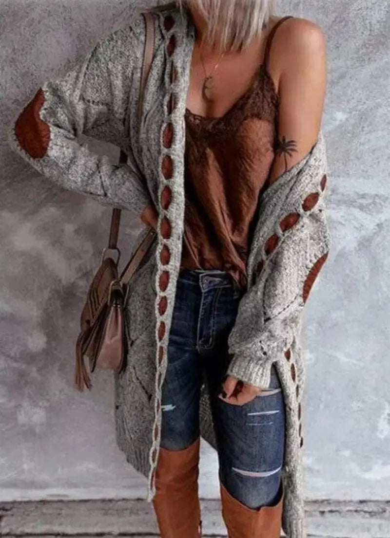 BohoCharm - Kvinners oversized heklet cardigan Motelys