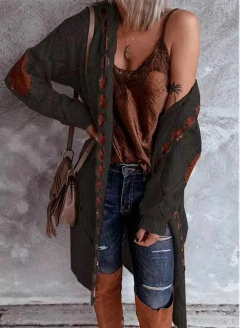 BohoCharm - Kvinners oversized heklet cardigan Motelys