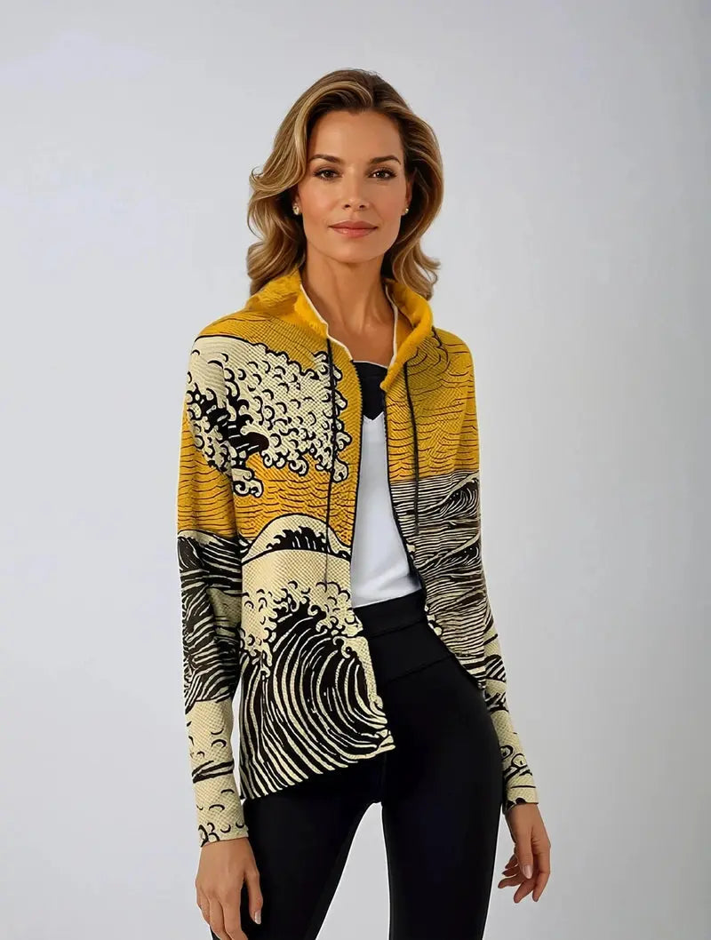 Tsunami Wave – Japansk Kunstinspirert Fleece Hoodie Motelys