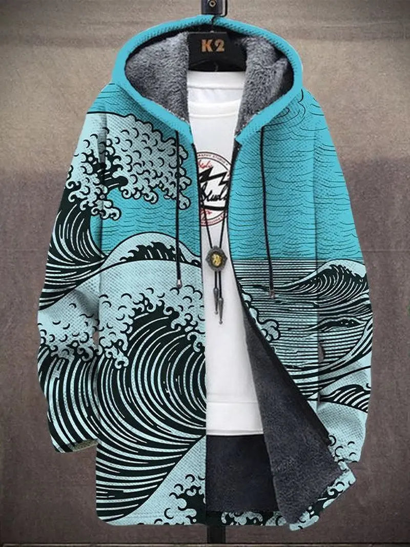 Tsunami Wave – Japansk Kunstinspirert Fleece Hoodie Motelys