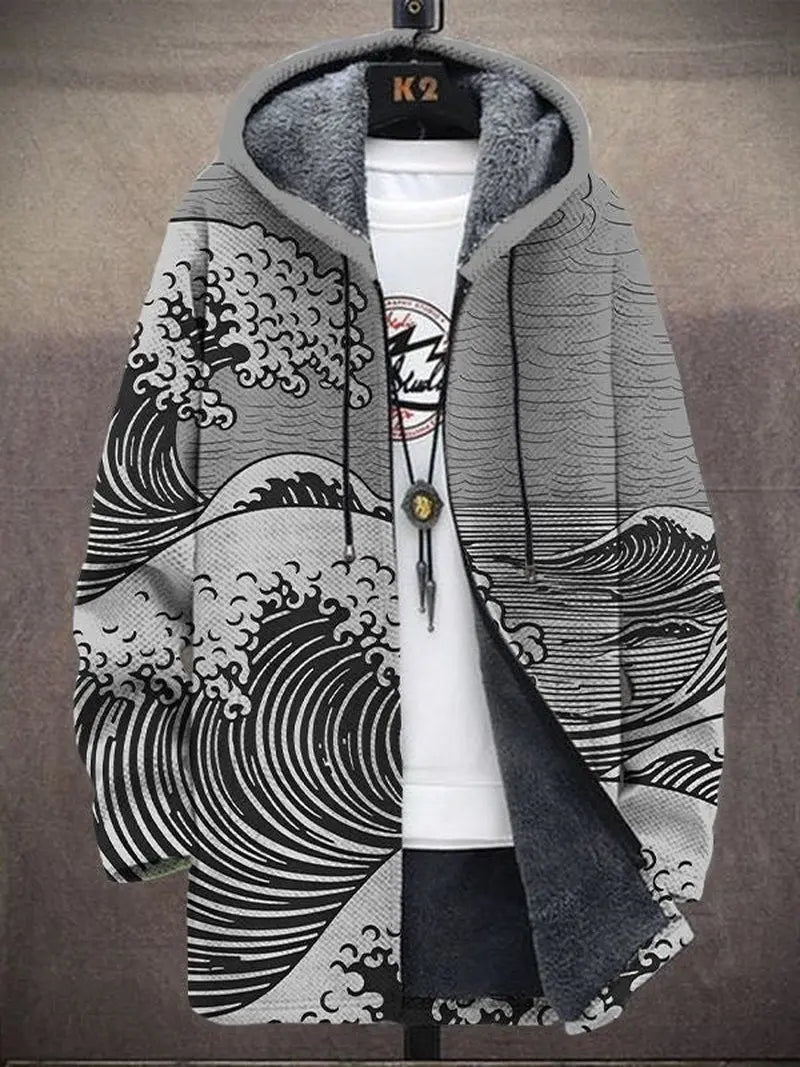 Tsunami Wave – Japansk Kunstinspirert Fleece Hoodie Motelys