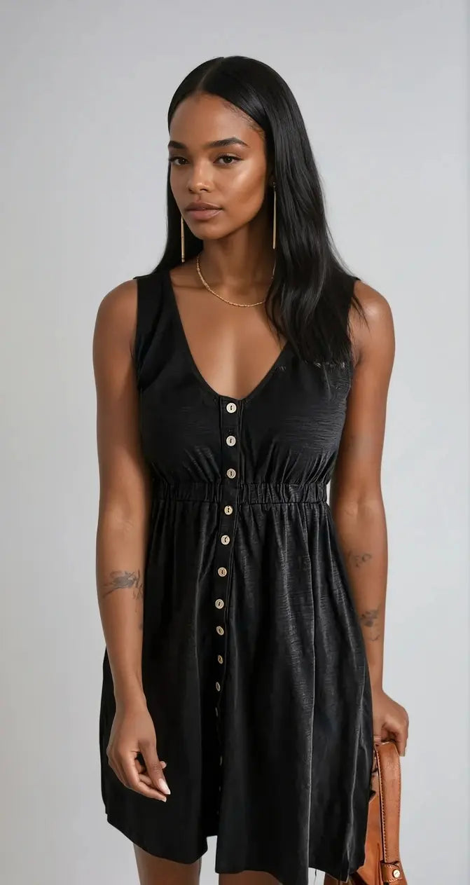 ChicStyle - Sommerkjole med Knapper for En Trendy Look Motelys