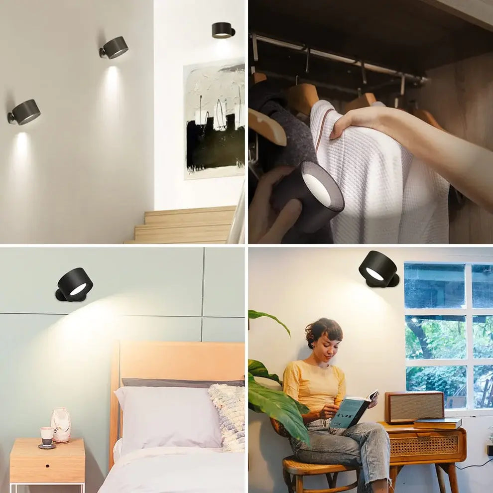360° oppladbar LED-vegglampe Motelys