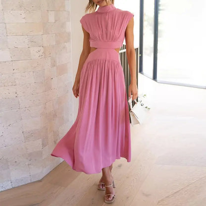 LuxeGala - Elegant Plissert Cocktail Maxi Kjole Motelys