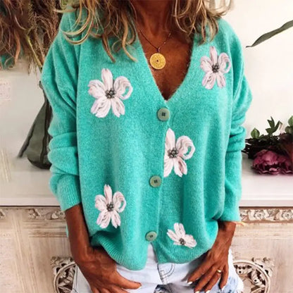FloralKnit - Blomstrete Strikkecardigan for En Trendy Vinterstil Motelys