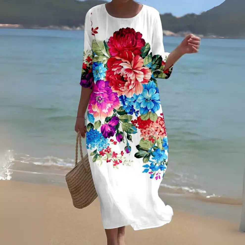 CelesteFlow - Elegant Boho Midi Kjole Motelys