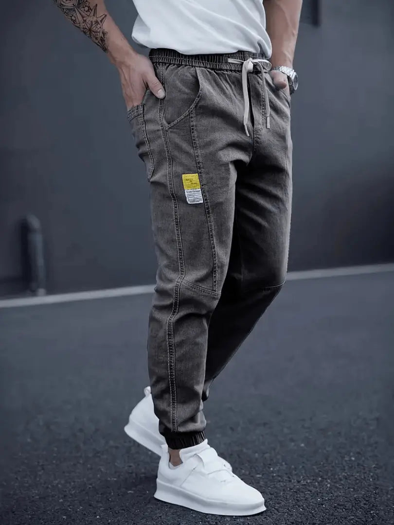 Herre Tapered Jogger Jeans – Street Style med Snøring i Midjen Motelys