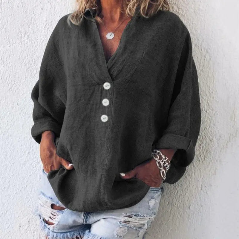 LinenGlam - Linbluse til Dame i Moderne Design Motelys