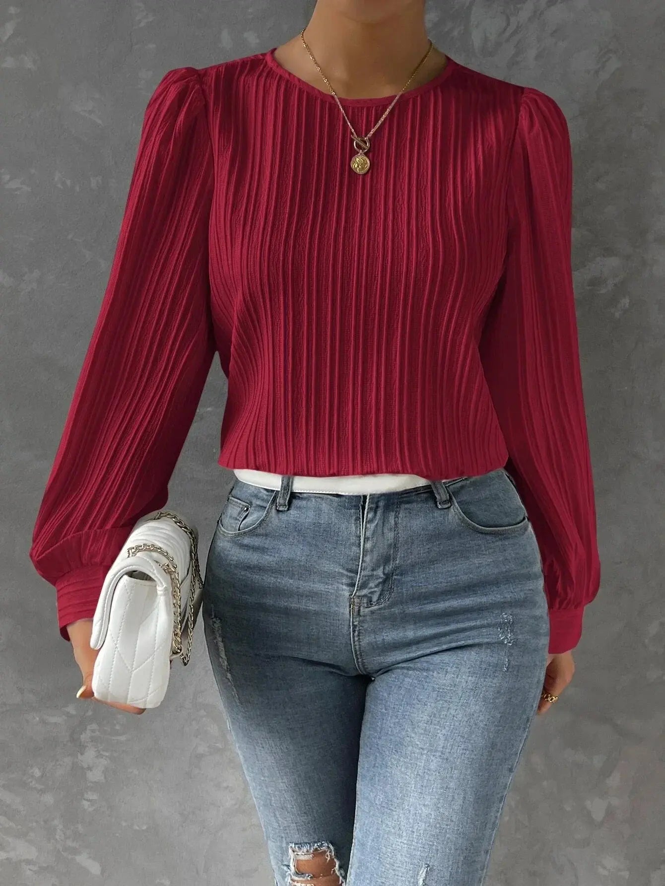 ChicStyle - Elegant Bluse med Lange Ermer for Hverdag og Fest Motelys