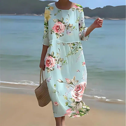 CelesteFlow - Elegant Boho Midi Kjole Motelys